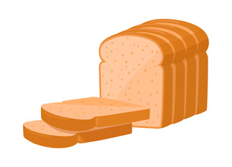 Cartoon bread loaf. Bakery wheat product, sliced loaf of bread flat vector illustration isolated on white background