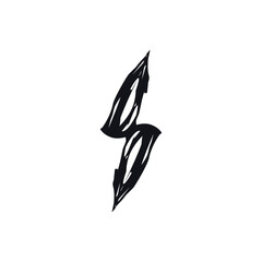 Lightning bolt logo icon sign Texture of wood bones Hand drawn ink sketch emblem Halloween tribal style Vintage abstract scary design Fashion print clothes greeting invitation card poster banner ad