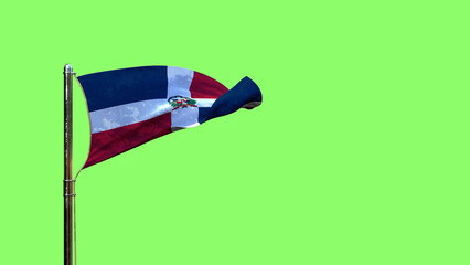 waving flag of Dominican Republic for anthem day on chroma key screen, isolated - object 3D illustration