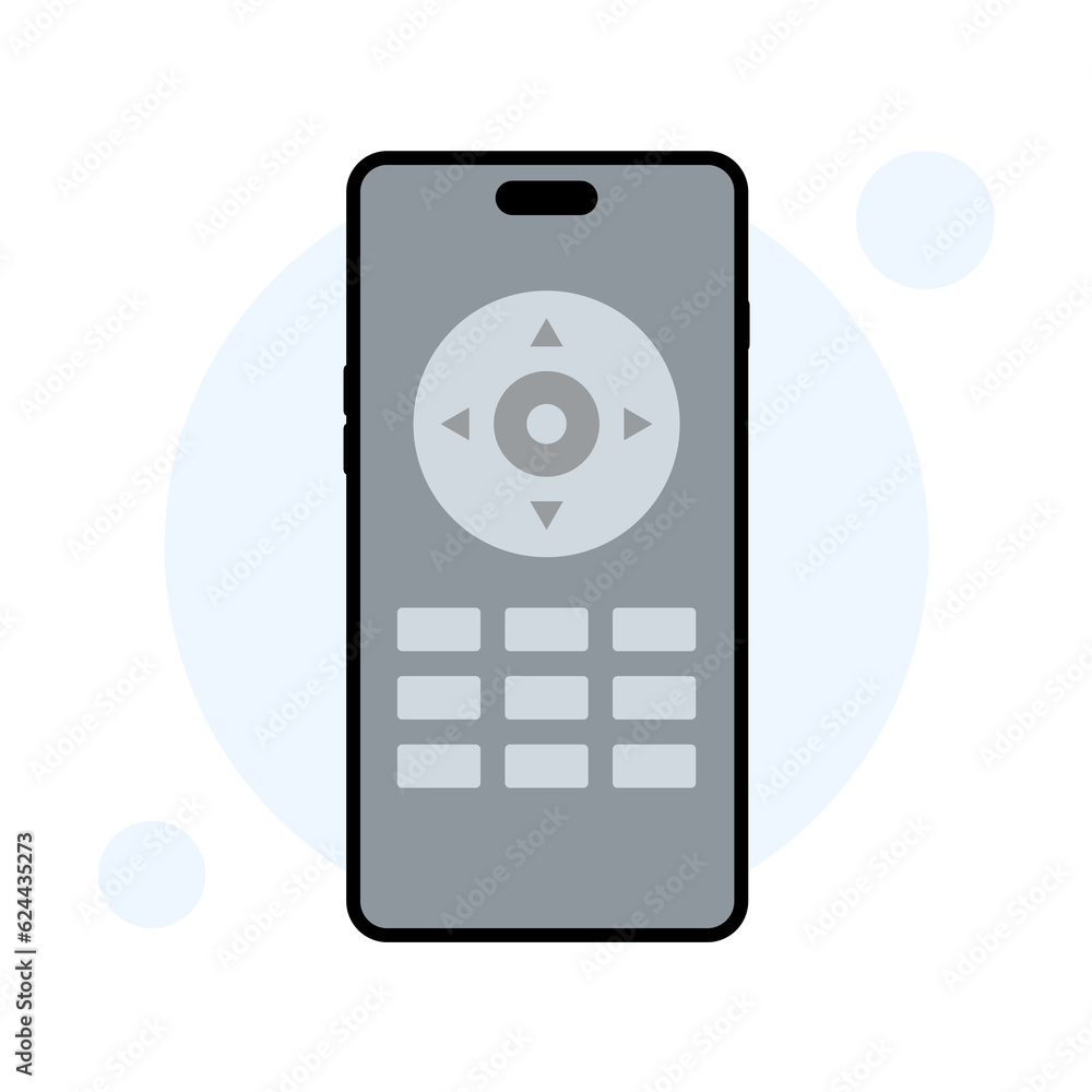 Poster remote control phone app design vector business tv ui technology. remote control mobile design.