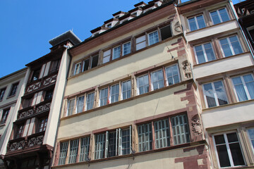 old stone flat buildings in strasbourg in alsace (france)