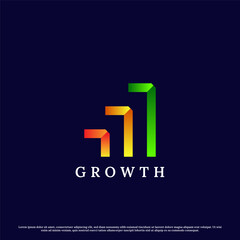 Business graph logo design illustration. Concept creative 3 bar diagram index chart growth financial accounting financial manager global corporate office. Abstract simple flat modern gradient icon.