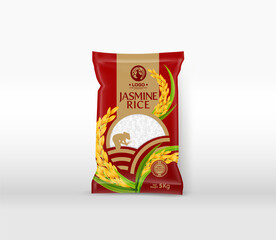 Rice Package Mockup Thailand food Products, vector illustration