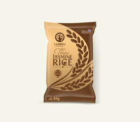 Rice Package Mockup Thailand food Products, vector illustration