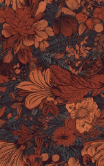 Flower tile square continuous pattern,Seamless collage pattern.created with generative ai tecnology