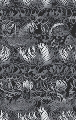 Flower tile square continuous pattern,Seamless collage pattern.created with generative ai tecnology