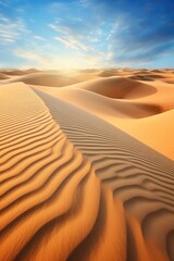 Fototapeta na wymiar ripples in golden desert sand dunes, created with generative ai