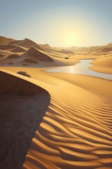 Fototapeta na wymiar smooth, flowing sand dunes in sunlight, created with generative ai