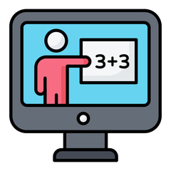 Mathematics Teaching Line Color Icon