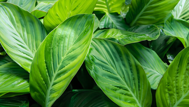 Tropical leaves texture,Abstract nature leaf green texture background,picture can used wallpaper desktop- Ai generative