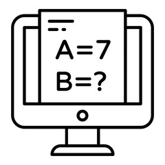 Online Math Line Icon