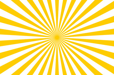 Sun ray radial vector background yellow burst shine beam design. Orange retro sunburst background.