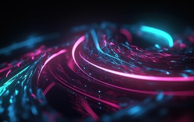 abstract futuristic background with pink blue glowing neon moving high speed wave lines. AI Generative