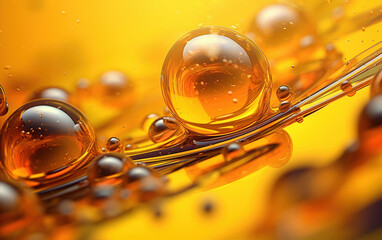 Yellow oil droplet background,created with generative ai tecnology.
