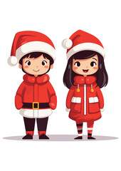 christmas holiday vector,christmas decorations,couple celebrating christmas,christmas vectors,christmas stickers,christmas,red,white,eps,editable,x mas,santa claus,christmas woman
