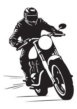 black and white motorcycle illustration,vector motorcyclist,cross motorcycle illustration,eps file,editable print ready