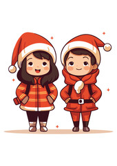 christmas,red and white costume,christmas vector,christmas lovers,man and woman vector illustration,man and woman figure dressed in santa claus costume,editable eps file.print ready design