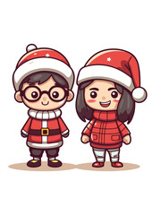 christmas holiday vector,christmas decorations,couple celebrating christmas,christmas vectors,christmas stickers,christmas,red,white,eps,editable,x mas,santa claus,christmas woman