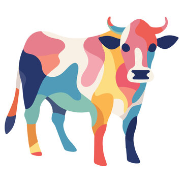 colorful abstract drawing cow vector image vector cow illustration print ready editable EPS file
