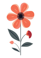 red flowering plants,abstract vector flowers,printable,editable,botanical print eps illustration