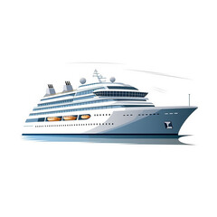 Fototapeta na wymiar Illustration of a luxury cruise ship isolated on white background. Currently in the position of sailing to the destination. 