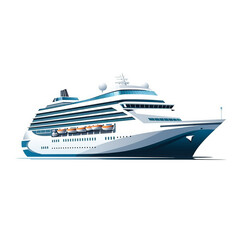 Illustration of a luxury cruise ship isolated on white background. Currently in the position of sailing to the destination.
