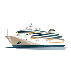 Naklejka premium Illustration of a luxury cruise ship isolated on white background. Currently in the position of sailing to the destination. 