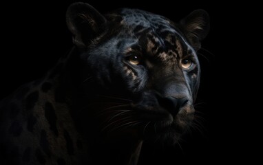 Front view of Panther on dark background. Predator series. AI Generative