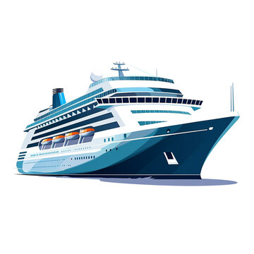 Illustration of a luxury cruise ship isolated on white background. Currently in the position of sailing to the destination.
