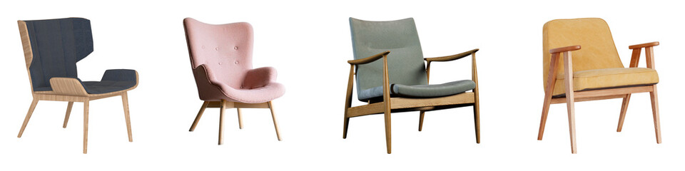 Form Meets Function: Discover Comfort and Style with Modern 3D Chair Renderings on Transparent Background