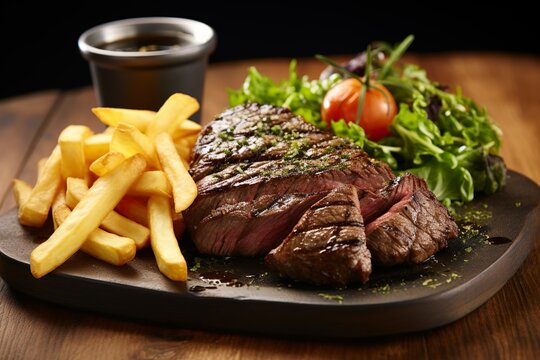 Succulent fillet steak and fries | Generative AI
