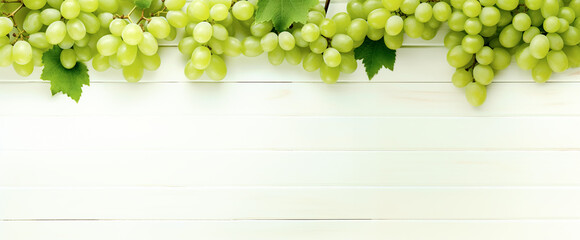 Green and Black juicy grapes on white background. autumn Frame made of grapes . Copy space for text...