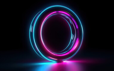 Neon Ring Pink Blue, Abstract background. AI Generative