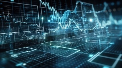 Obraz premium virtual screen and data statistical index graph, stock market data and stock exchange concept. AI Generative