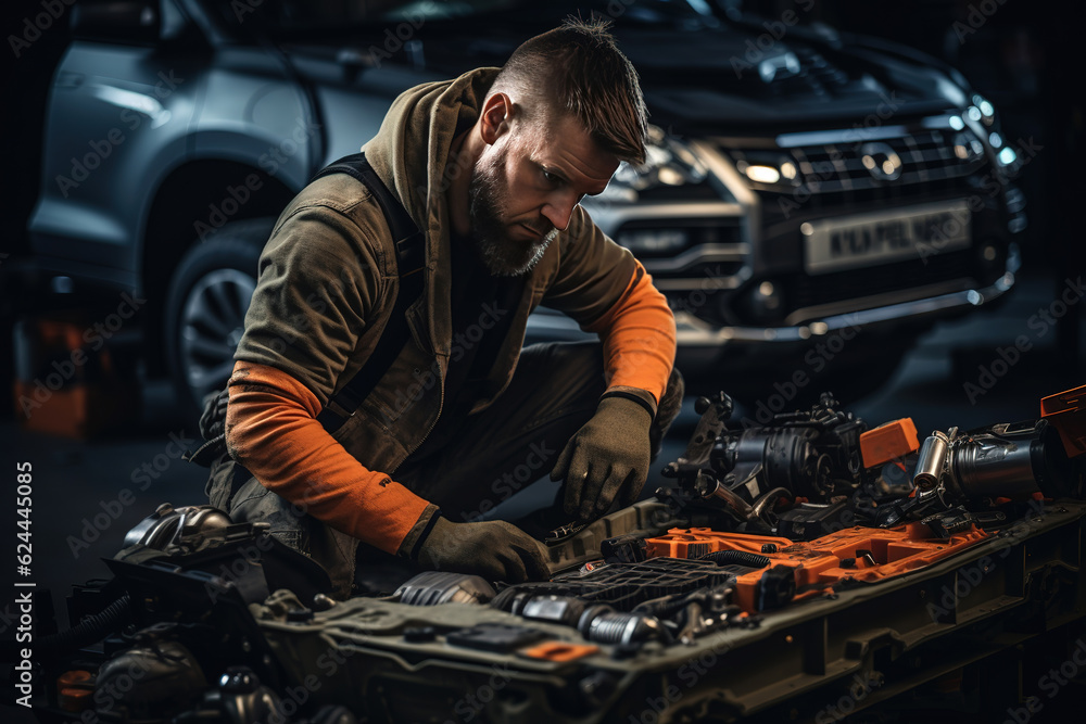 Poster a skilled mechanic fine-tuning a vehicle for optimal performance