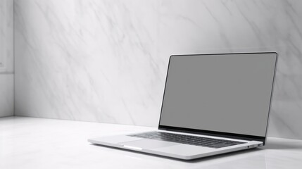 White blank laptop with white light background. AI Generative