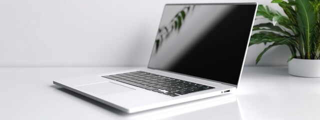 White blank laptop with white light background. AI Generative