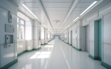 white light corridor in hospital. AI Generative