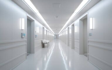white light corridor in hospital. AI Generative