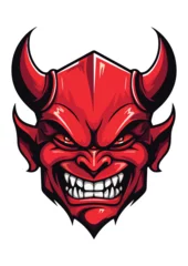 Fotobehang red devil vector artwork,exorcism,hell print,editable,ready to print,horror vector © YASAR