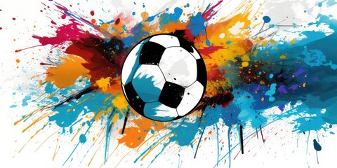 Vibrant and Energetic Design" - This captivating illustration showcases an abstract background, where a soccer ball takes center stage,  Football Soccer Generative Ai Digital Illustration