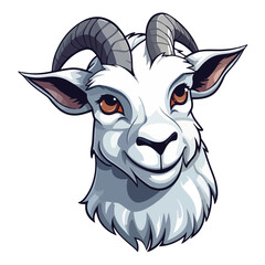beautiful cute goat vector illustration,white color goat sticker,farm animal illustration,editable,ready to print