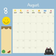 august calendar - obrazy, fototapety, plakaty