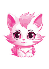 little pink kitten print,cat vector print,vector cat,editable,ready to print