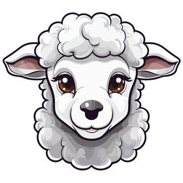 cute lamb print,lamb sticker,vector lamb eps file,editable,ready to print,lamb illustration,white background