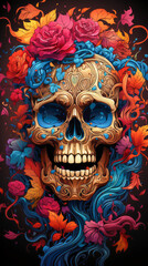 Bold and Vibrant Skull Art with Eye-Catching Details and Patterns