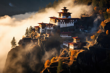 Fototapeta premium paint village on mountain background