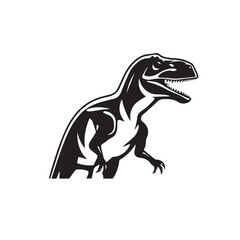 Fototapeta premium Dinosaur in doodle, cartoon style. 2d flat vector illustration in logo, icon style. Black and white