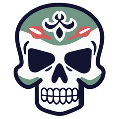 colorful vector skull print, skull decorated with flowers, suitable for printing, fully editable,