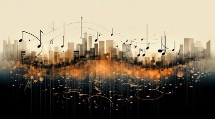 Fototapeta premium Graphic design for a city made entirely out of musical notation.